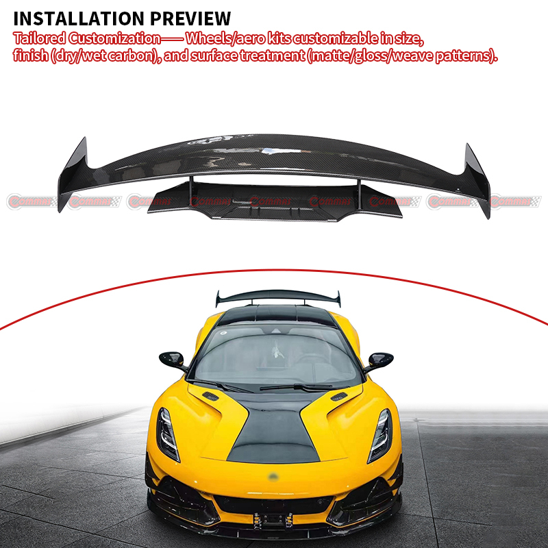 Lotus emira modified monotek dry carbon fiber wing rear spoiler body kit