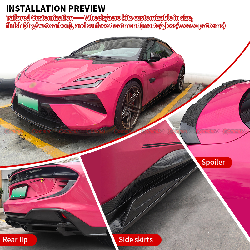 Lotus emeya abina body kit dry carbon fiber wing Front back lips bodykit