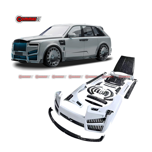 The new Rolls-Royce Cullinan Mansory carbon fiber matte finish body kit.
