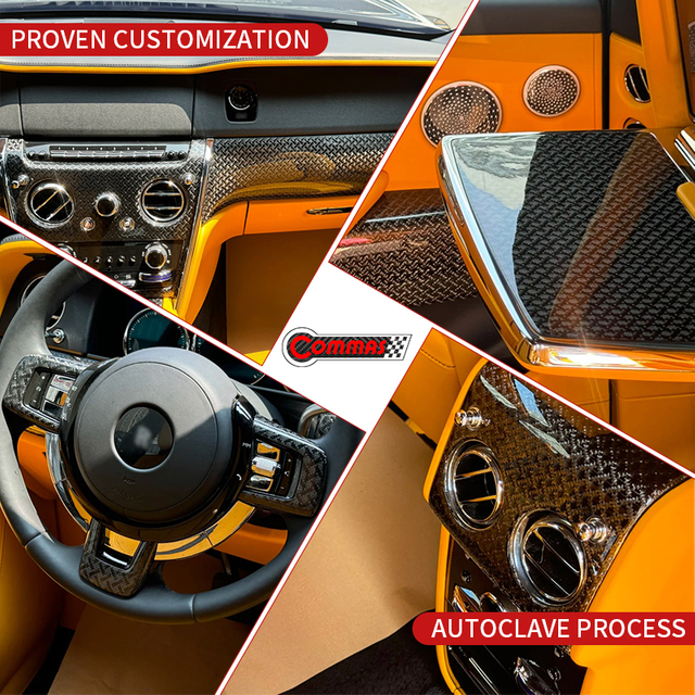 Rolls-Royce Cullinan Black Badge replacement dry carbon fiber interior
